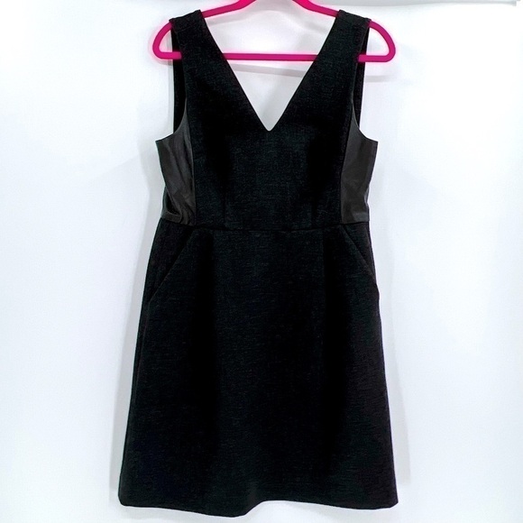 Madewell E1516 Dark Gray Leather Insert Ponte Sleeveless Dress size 4 - Picture 4 of 15
